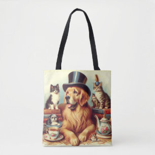 Cute Vintage Dog Painting Tote Bag