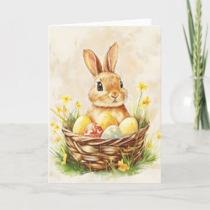 Cute Vintage Easter Basket Holiday Card