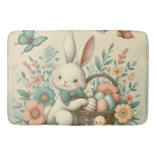 Cute, Vintage Easter bunny & chick Bath Mat