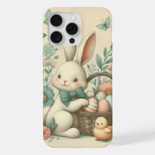 Cute, Vintage Easter bunny & chick iPhone 15 Pro Max Case
