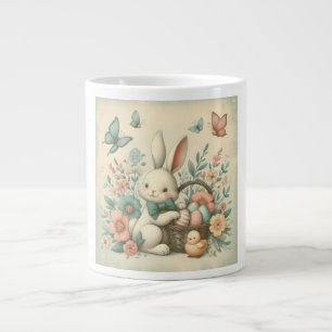 Cute, Vintage Easter bunny & chick Large Coffee Mug