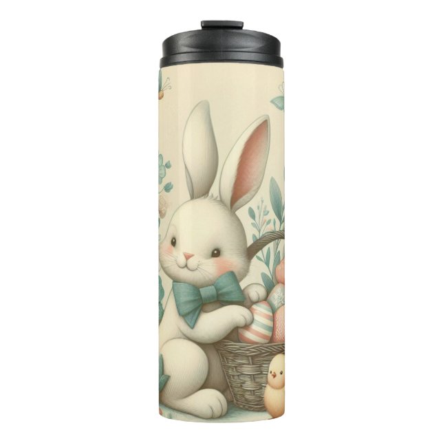 Cute, Vintage Easter bunny & chick Thermal Tumbler (Front)