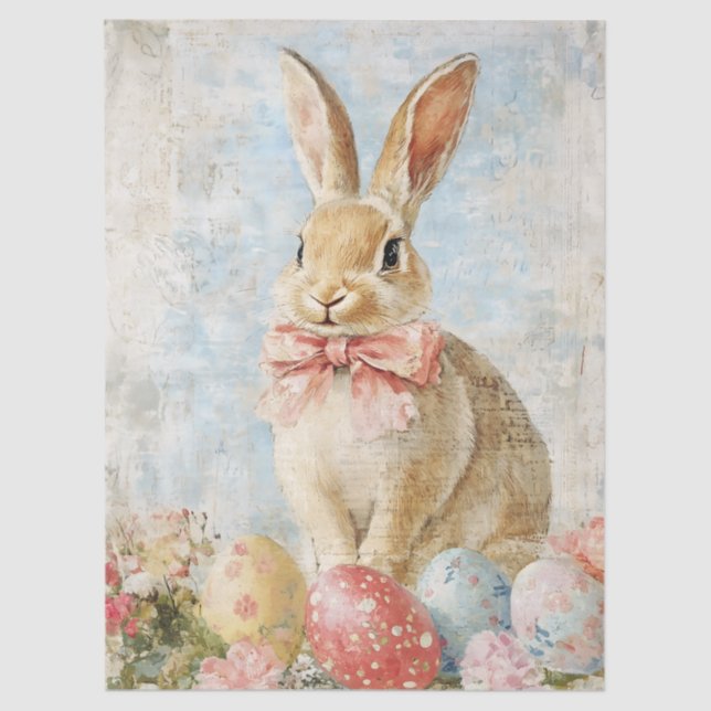 Cute Vintage Easter Bunny Decoupage Tissue Paper (Front)