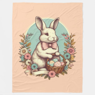 Cute, vintage Easter bunny/egg/basket Fleece Blanket