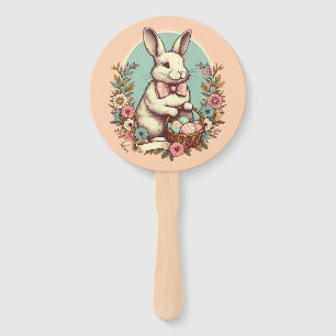 Cute, vintage Easter bunny/egg/basket  Hand Fan