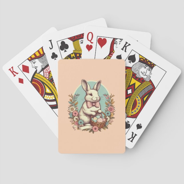 Cute, vintage Easter bunny/egg/basket  Playing Cards (Back)