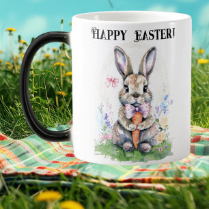 Cute Vintage Easter Bunny Rabbit Watercolor Magic Mug