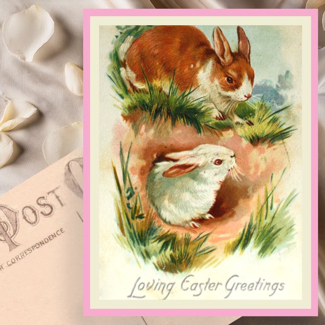 Cute Vintage Easter Bunny Rabbits Postcard (Creator Uploaded)