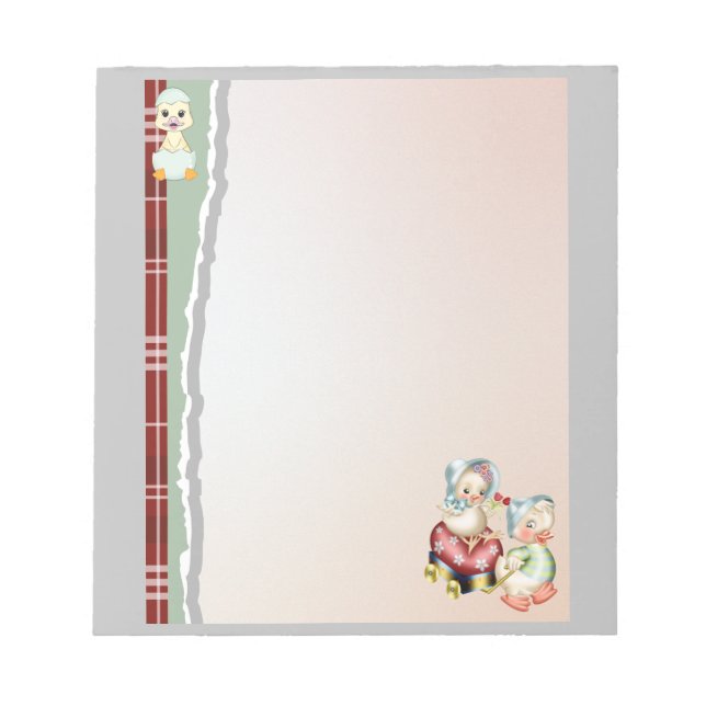 Cute Vintage Easter Ducks Notepad (Front)