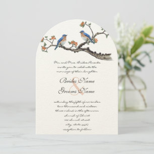 Cute Vintage Eastern Bluebirds Wedding Invitations