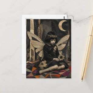 Cute Vintage Fairy Mixed Media Collage Postcard