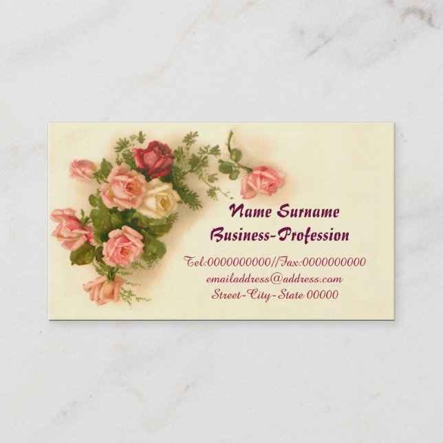 CUTE VINTAGE FLORAL BUSINESS CARD (Front)