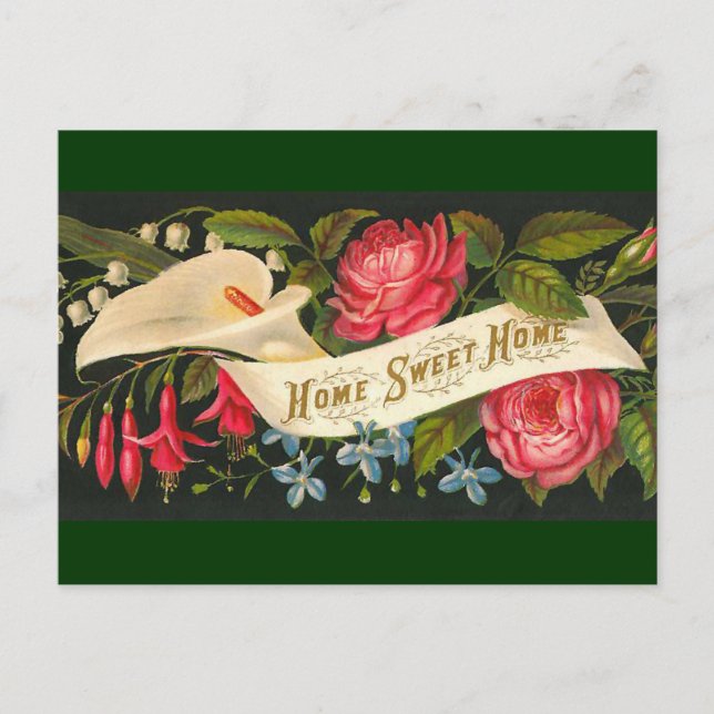 Cute Vintage Floral Home Sweet Home Postcard (Front)