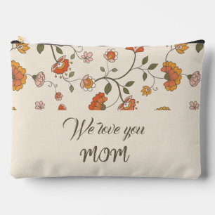 Cute vintage floral Rustic pink We love you Mom Accessory Pouch