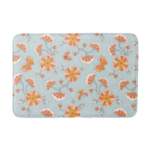 Cute Vintage Flower Butterfly Pattern Bath Mat
