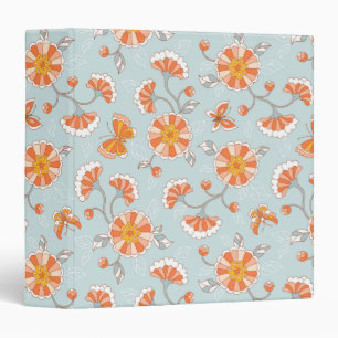 Cute Vintage Flower Butterfly Pattern Binder