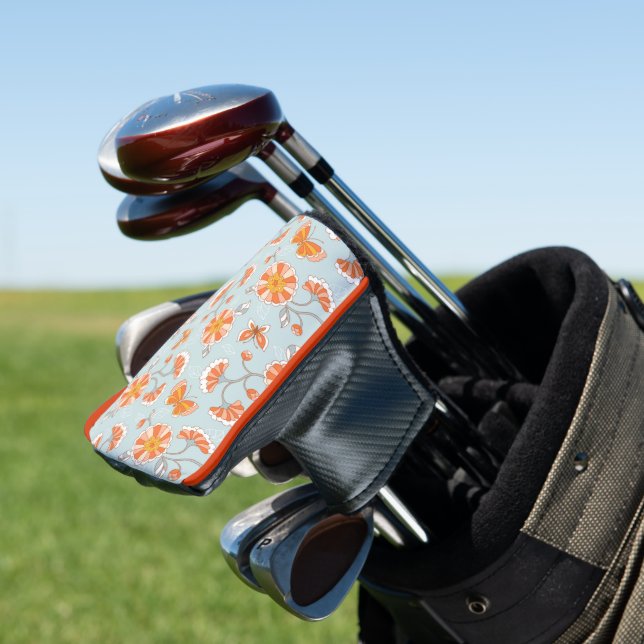 Cute Vintage Flower Butterfly Pattern Golf Head Cover (In Situ)