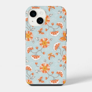 Cute Vintage Flower Butterfly Pattern iPhone 14 Case
