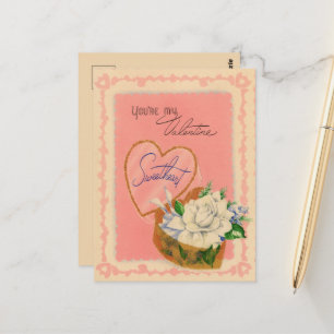 Cute vintage flower Valentine Postcard
