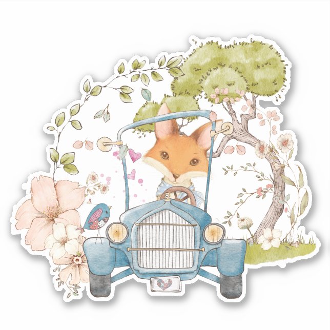 Cute Vintage Fox Botanical Florals Baby boy (Front)