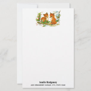Cute Vintage Foxes Retro Christmas Scene