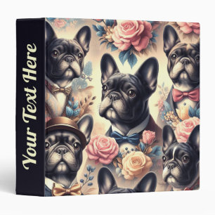 Cute Vintage French Bulldog  Painting Binder