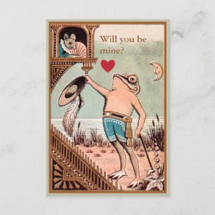 Cute vintage frog mouse valentine card
