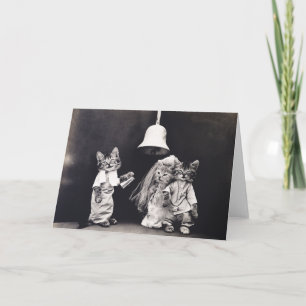 Cute Vintage Funny Kitten Couple Wedding Ceremony Card