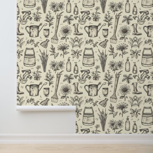 Cute vintage garden tiled pattern  wallpaper (Application)