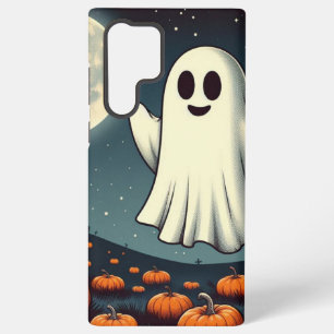 Cute, vintage ghost & pumpkin halloween art samsung galaxy case