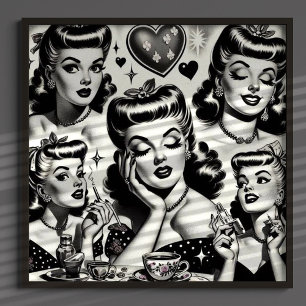Cute Vintage Girl Illustration Poster