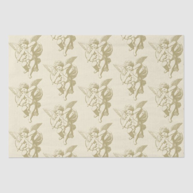 Cute Vintage Gold Beige Cupid Angel Tissue Paper (Front)
