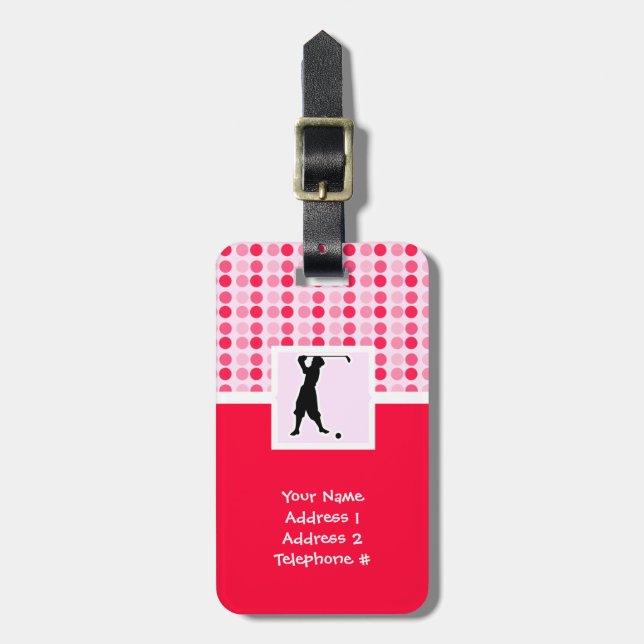 Cute Vintage Golfer Luggage Tag (Front Vertical)