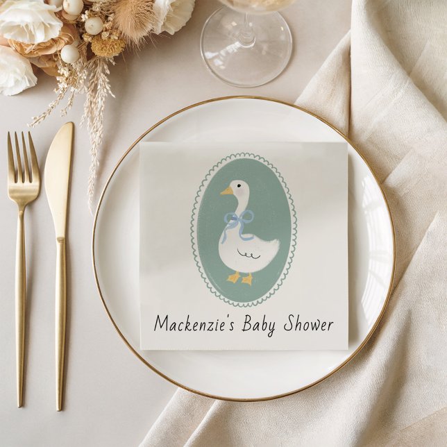 Cute Vintage Goose Baby Shower Napkin (Creator Uploaded)