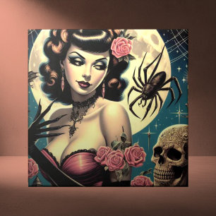 Cute Vintage Goth Girl Tile