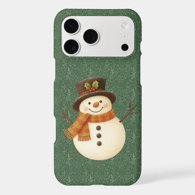 Cute, vintage green rustic snowman (Back)