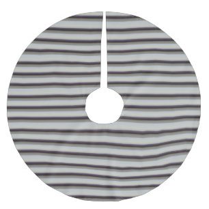 Cute vintage grey blue stripes  brushed polyester tree skirt