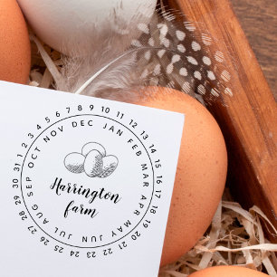 Cute Vintage Hand-drawn Eggs Round Family Farm Rubber Stamp