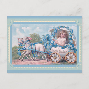Cute Vintage Happy Easter Lamb Egg Postcard