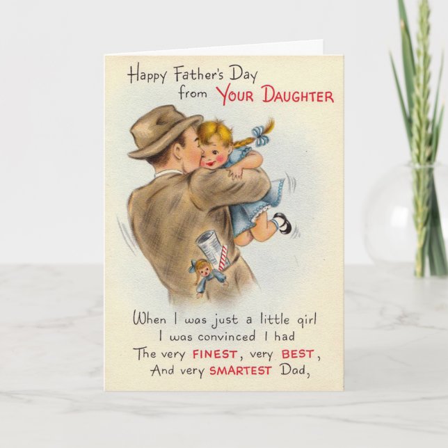 Cute Vintage Happy father's Day Card From Daughter (Front)