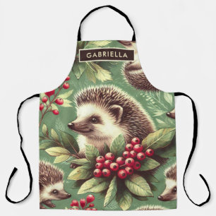 Cute Vintage Hedgehog Pattern Apron
