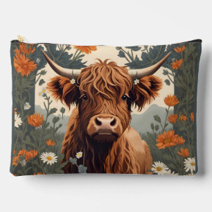 Cute Vintage Highland Cow  Accessory Pouch