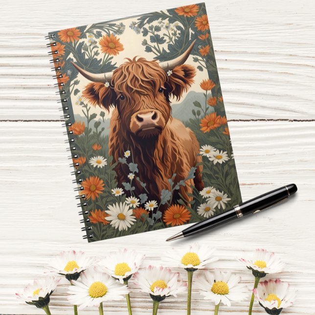 Cute Vintage Highland Cow  Notebook (Creator Uploaded)