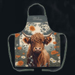 Cute Vintage Highland Cow Personalized Name Apron<br><div class="desc">Unleash your inner chef with this Cute Vintage Highland Cow Personalized Name Apron. This apron combines the charming vintage appeal of a Highland cow with a personal touch - your name! Whether you're grilling, baking, or simply enjoying some kitchen creativity, this apron adds a delightful and personalized flair to your...</div>