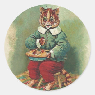 Cute Vintage Holiday Cat Sticker by Louis Wain