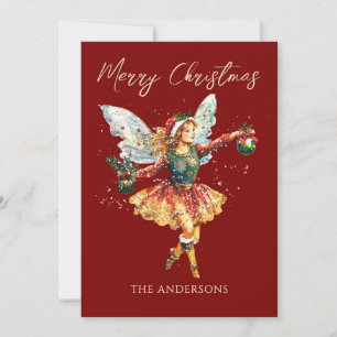 Cute Vintage Holiday Fairy Holiday  Card