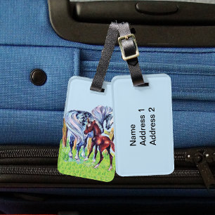 Cute Vintage Horses Mom Baby Luggage Tag