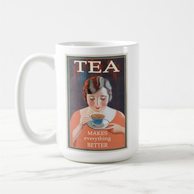 Cute Vintage Hot Tea Poster Coffee Mug (Left)