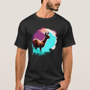 Cute Vintage Ink Splash Llama Retro Llama Farmer T-Shirt