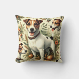 Cute Vintage Jack Russell Terrier Throw Pillow